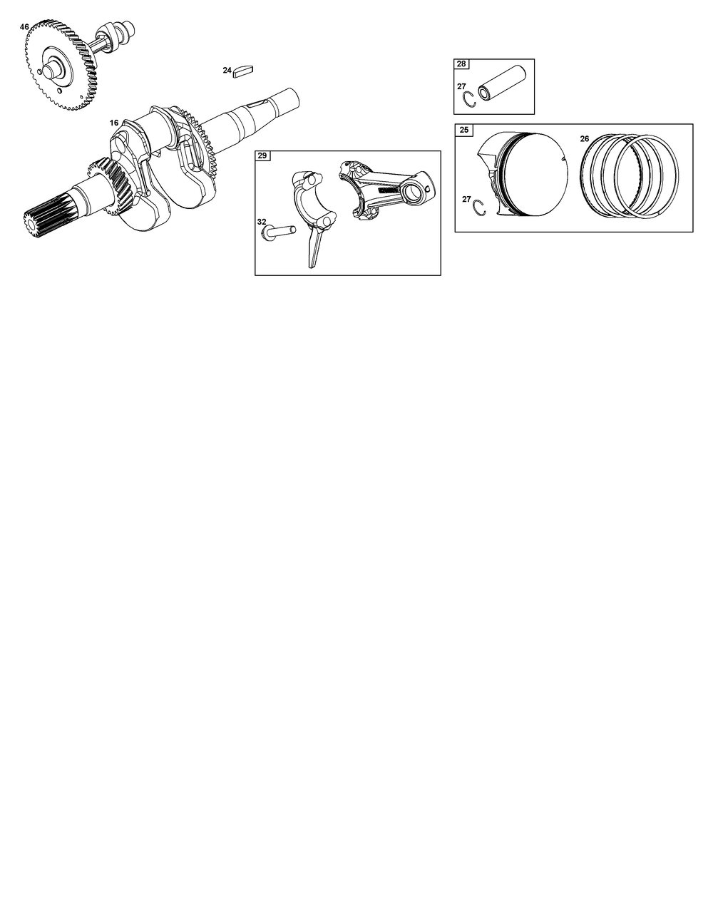 Crankshaft Group Diagram and Parts List for 10V352-0029-F1 100000 - 19Z999 Briggs and Stratton Engine